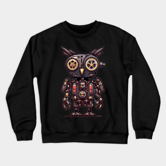 Steampunk owl, fantasy owl, cyborg owl, robot owl Crewneck Sweatshirt by maxdax